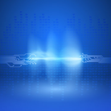 Stream of binary code with circuit board texture