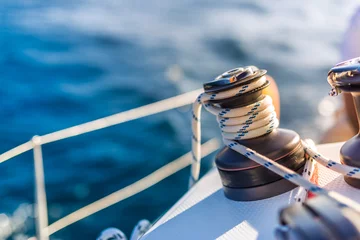 Fotobehang Zeilen Sailing. Boat or yacht details. Sailing background  © icemanphotos