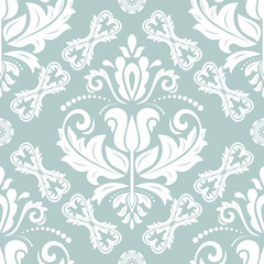 Orient vector classic pattern. Seamless abstract background with repeating elements. Orient light blue and white background