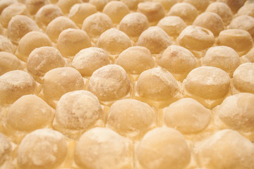 Fototapeta na wymiar Appetizing dumplings, dough, flour.