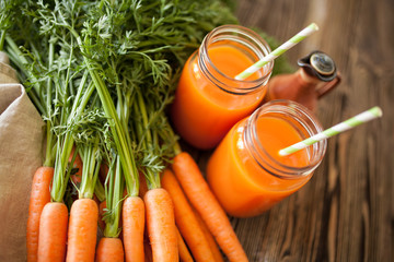Fresh organic carrot juice