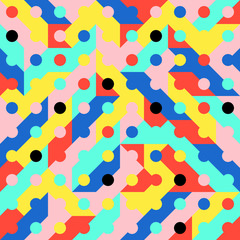 Fun Fashion Geometric Pop Art 1980 Style Pattern