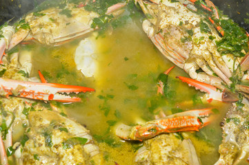 Obraz na płótnie Canvas tasty homemade hot boiled crab