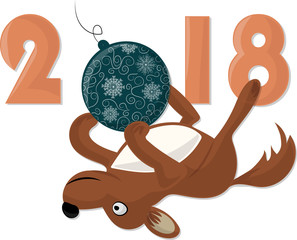 Christmas dog, vector illustration