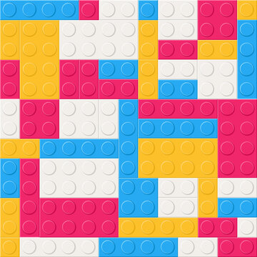 Seamless pattern with plastic construction details, parts or pieces