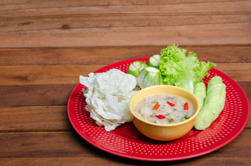 Salted Fish And Herbs In Coconut Milk, Thai Food