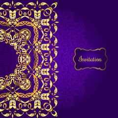 Vintage background, antique, victorian gold ornament, baroque frame, beautiful old paper, card, ornate cover page, label, floral luxury ornamental pattern, template for design