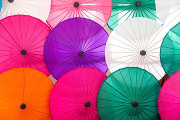 Hand made Colorful of Umbrella Backgrounds,Made from the villagers in Chiang Mai, Thailand.