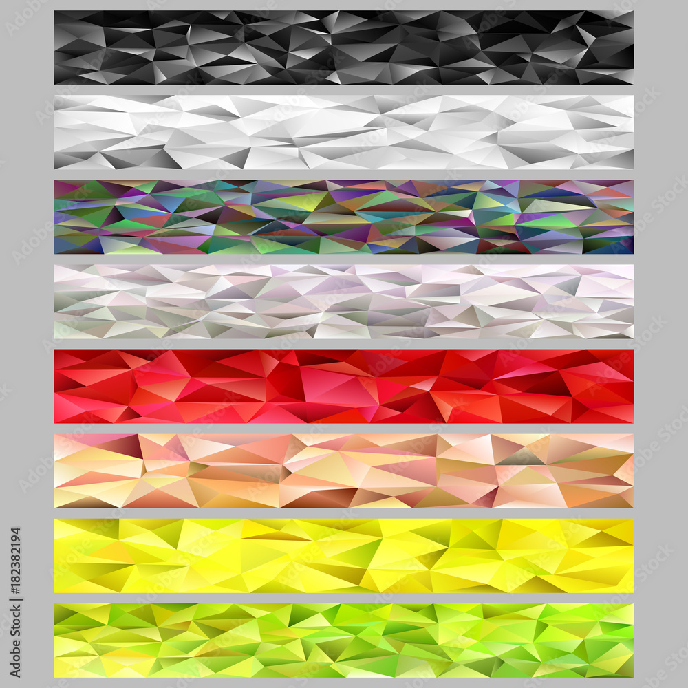 Poster gradient abstract triangle polygon pattern mosaic web banner template background set - trendy vector