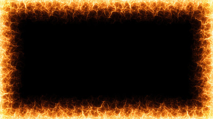 Fire flames frame on black background - 3d rendering