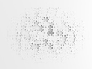 White Puzzle Background - 3d rendering - obrazy, fototapety, plakaty