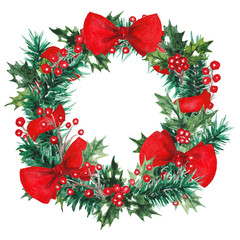 Watercolor Christmas wreath