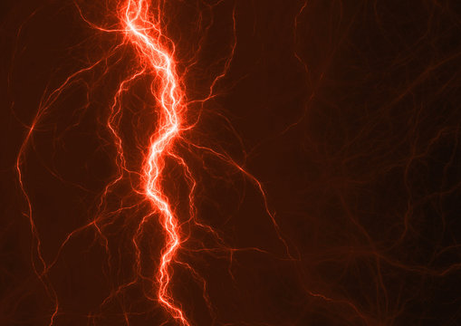 Red plasma lightning, abstract electrical background