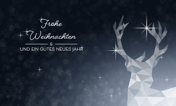 Weihnachtskarte Hirsch - Blau (DE)
