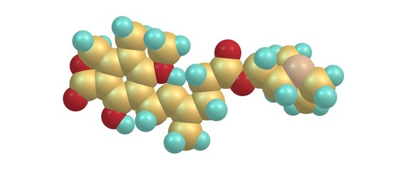 Mycophenolic acid molecular structure isolated on white