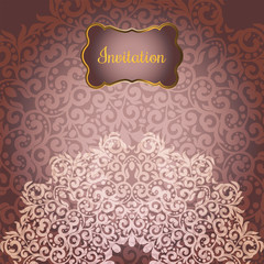 Wedding invitation or greeting card with floral mandala Place for your text. Vintage decorative elements. Vector illustration