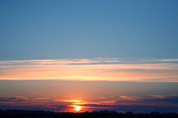 evening sunset with vivid clouds