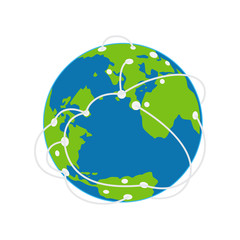 Earth Icon with Airways Plan Vector Illustration