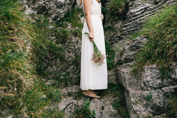 red hair bride in the rocks