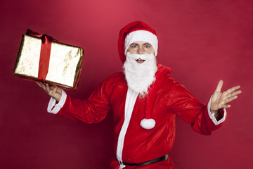 Santa Claus pretends to be surprised