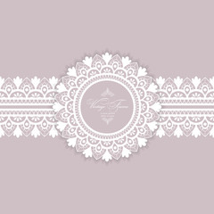 Vintage  luxury greeting card. Vector ornate  border. ornate frame on a pink background.  Template for design. 