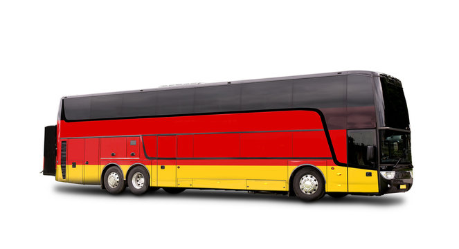 Black Travel  bus with the Germany flag on side
