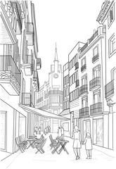 Sketch of the street of Sitges
