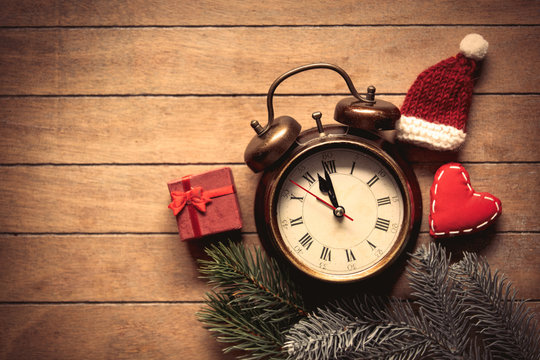 Christmas decoration and alarm clock