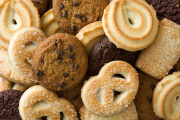 Assorted butter cookies background
 - obrazy, fototapety, plakaty