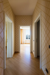 Corridor and rooms with upholstery