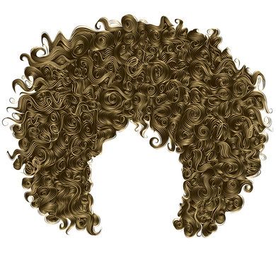brown blonde trendy curly   hair  . realistic  3d . spherical hairstyle . fashion beauty style .