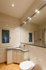 Modern bathroom with large mirror
