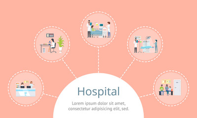 Hospital in Circular Shape on Vector Illustration