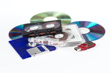 various information carriers on a white background