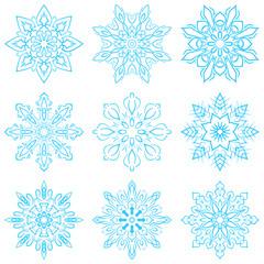 Fototapeta na wymiar Set four blue snowflakes, vector eps 10