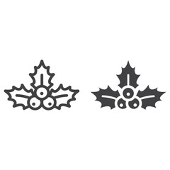 Christmas holly berries line and glyph icon, New year and Christmas, xmas sign vector graphics, a linear pattern on a white background, eps 10.