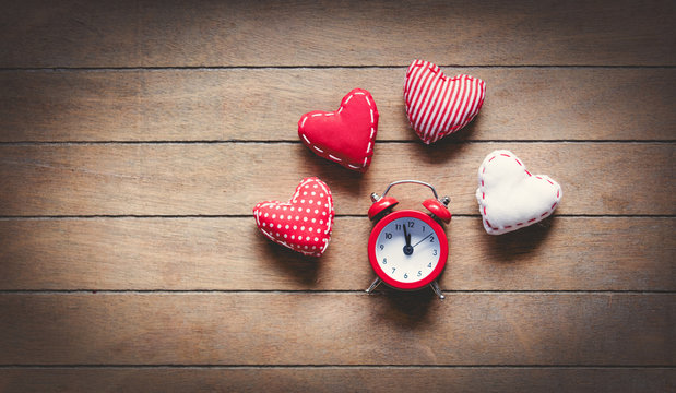 Classic alarm clock and heart shape toys