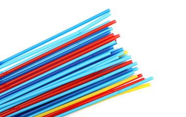 Drinking straws isolated on white background, top view