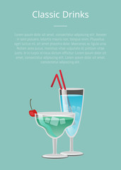 Classic Alcohol Drinks Advert Poster Blue Cocktail