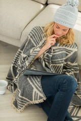 Fototapeta premium young woman resting after skiing