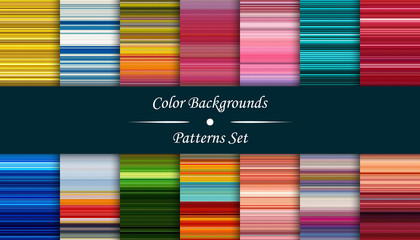 Horizontal colorful stripes abstract background, stretched pixels effect, seamless patterns, set