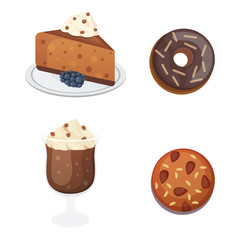 Chocolate sweet dessert icons. Organic food vector