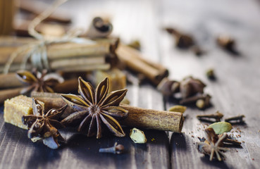 different spices on the table