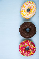 Multicolored donuts close-up