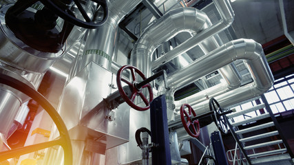 Industrial zone, Steel pipelines, valves and cables