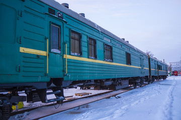 Obraz premium The freight train at the railway station.