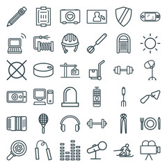 Set of 36 equipment outline icons