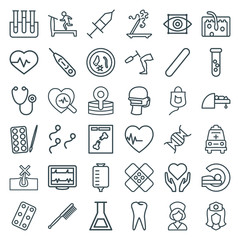 Set of 36 medicine outline icons