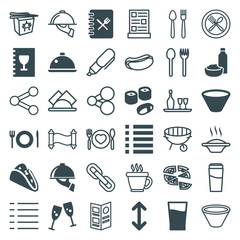 Set of 36 menu filled and outline icons