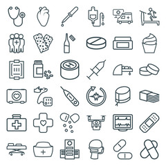Set of 36 healthcare outline icons